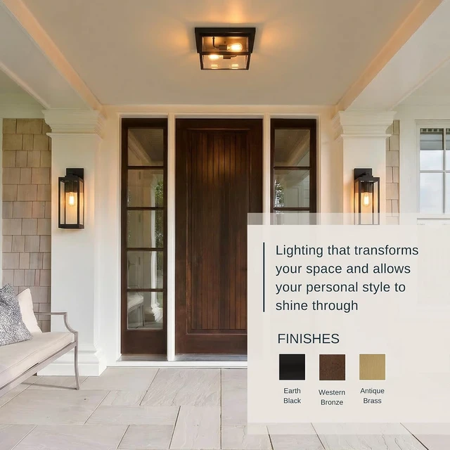 Alt view image 4 of 7 - Quoizel Westover 12" Outdoor Flush Mount Ceiling Light, Earth Black