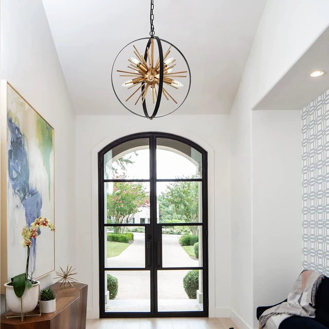 Alt view image 5 of 7 - Black Gold Sputnik Chandelier, Starburst Firework Pendant Light fixtures