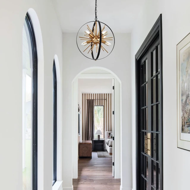 Alt view image 6 of 7 - Black Gold Sputnik Chandelier, Starburst Firework Pendant Light fixtures