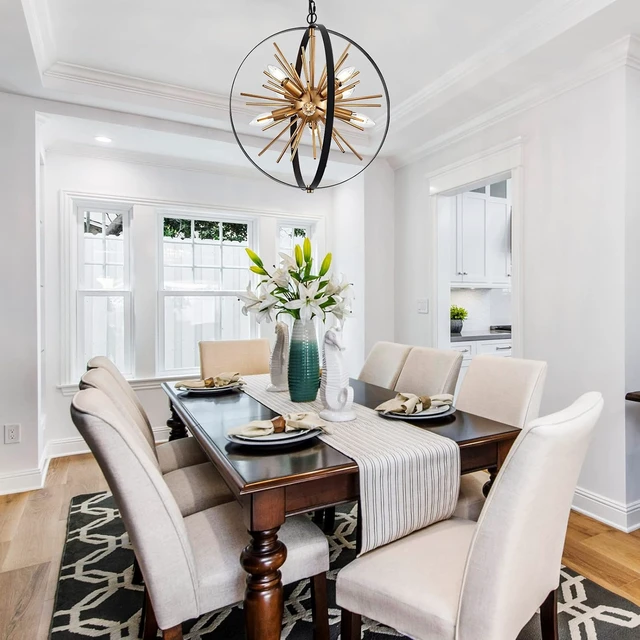 Alt view image 7 of 7 - Black Gold Sputnik Chandelier, Starburst Firework Pendant Light fixtures