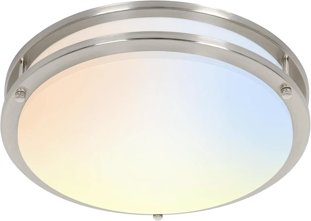 Main image of hykolity 16 inch Dimmable LED Flush Mount Ceiling Light Fixture, Brushed Nickel, 36W, 2200LM, 2.7/3/3.5/4K/5K Adjustbale, 120°Light Angle, CRI90, Ceiling Lamp for Bedroom, Kitchen, Office, ETL Listed