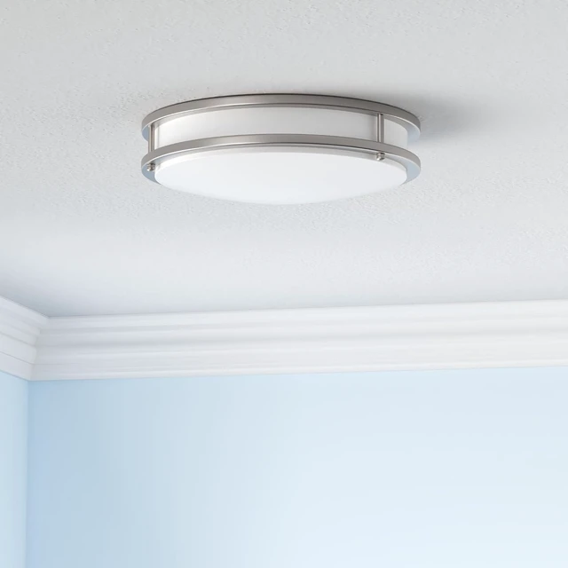 Alt view image 2 of 7 - hykolity 16 inch Dimmable LED Flush Mount Ceiling Light Fixture, Brushed Nickel, 36W, 2200LM, 2.7/3/3.5/4K/5K Adjustbale, 120°Light Angle, CRI90, Ceiling Lamp for Bedroom, Kitchen, Office, ETL Listed