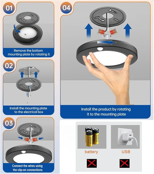Alt view image 7 of 7 - 7.5 Inch Wired Motion Sensor Ceiling Light for Hallway, 4 Pack, Black