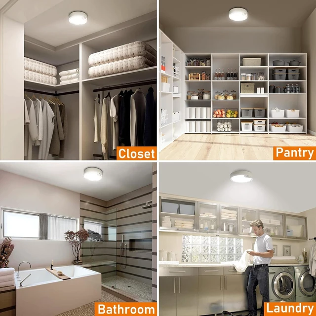 Alt view image 7 of 7 - TOOWELL Motion Sensor Ceiling Light, Battery Operated Closet Lights 2Pack