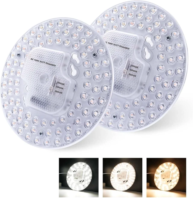 Main image of Lustaled 2Pack 36W LED Light Engine Retrofit Kit,6.69inch 3200LM 3CCT 3000K/4000K/5000K Dimmable Ceiling Fan Light Kits,AC 120-130V Ceiling Fan Light Replacement for Ceiling Flush Light