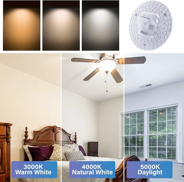 Alt view image 3 of 7 - Lustaled 2Pack 36W LED Light Engine Retrofit Kit,6.69inch 3200LM 3CCT 3000K/4000K/5000K Dimmable Ceiling Fan Light Kits,AC 120-130V Ceiling Fan Light Replacement for Ceiling Flush Light