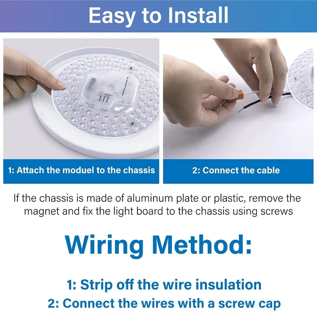Alt view image 7 of 7 - Lustaled 2Pack 36W LED Light Engine Retrofit Kit,6.69inch 3200LM 3CCT 3000K/4000K/5000K Dimmable Ceiling Fan Light Kits,AC 120-130V Ceiling Fan Light Replacement for Ceiling Flush Light