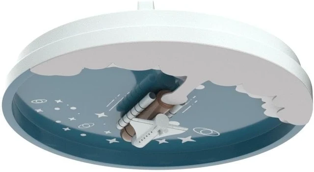 Alt view image 4 of 7 - Shine LUEST 20" Blue Rocket Semi Flush Mount Ceiling Light for Kids Room