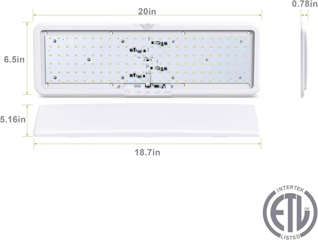 Alt view image 2 of 7 - RV LED Ceiling Light Fixture 20" x 6.5" -1450 Lumen with Touch Dimmer Switch Interior Lighting for Car/RV/Trailer/Camper/Boat DC 12V Natural White 4000-4500K (4-PACK)