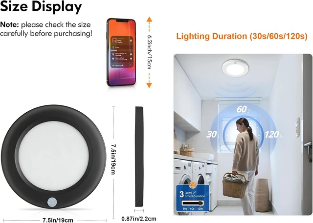 Alt view image 5 of 7 - 7.5 Inch Wired Motion Sensor Ceiling Light for Hallway, 4 Pack, Black