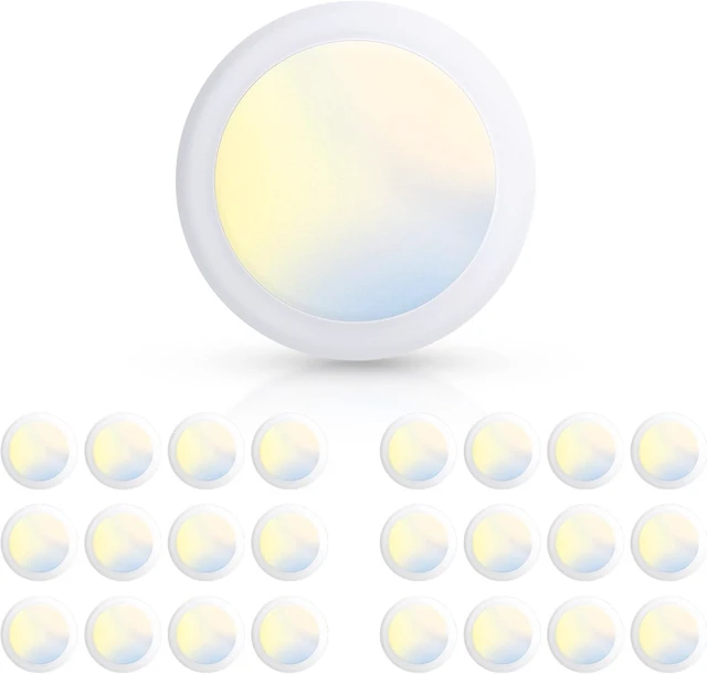 Main image of ECOELER 5/6 Inch LED Disc Lights, 5CCT Dimmable Flush Mount Ceiling Downlight, 16.5W, 1100Lm, 5 Color Selectable Surface Mount Ceiling Lighting for Closet, Office, Garage, ETL&FCC, 24 Pack