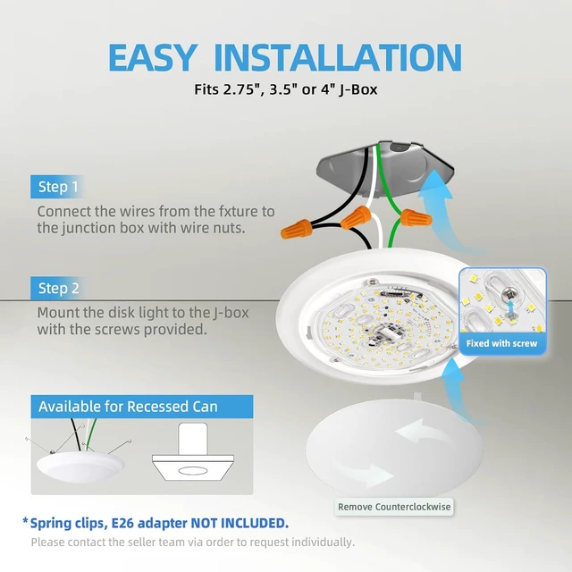 Alt view image 7 of 7 - ECOELER 5/6 Inch LED Disc Lights, 5CCT Dimmable Flush Mount Ceiling Downlight, 16.5W, 1100Lm, 5 Color Selectable Surface Mount Ceiling Lighting for Closet, Office, Garage, ETL&FCC, 24 Pack