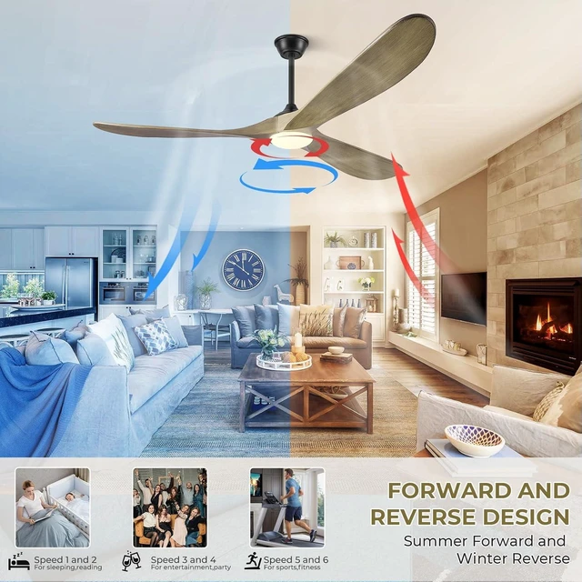 Alt view image 6 of 7 - 52 Ceiling Fans with Lights and Remote Control, Outdoor Ceiling Fan with Lights High CFM Quiet 3 Blade Wood Walnut Ceiling Fan, Bronze Gray