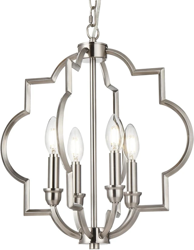 Alt view image 4 of 4 - Brushed Nickel Geometric Pendant Light, 4-Light, 15.6 Inch Diameter