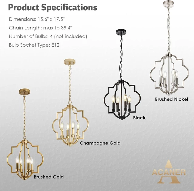 Alt view image 3 of 4 - Brushed Nickel Geometric Pendant Light, 4-Light, 15.6 Inch Diameter