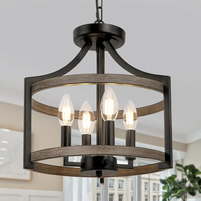 Main image of 4-Light Farmhouse Chandelier, Metal Semi Flush Mount Ceiling Light