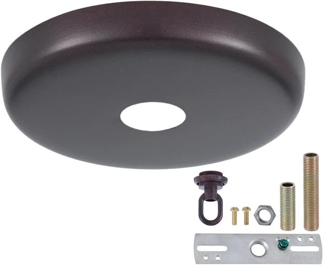 Alt view image 3 of 4 - B&P Lamp® Rounded Ceiling Light Canopy Plate Kit (Antique Bronze)