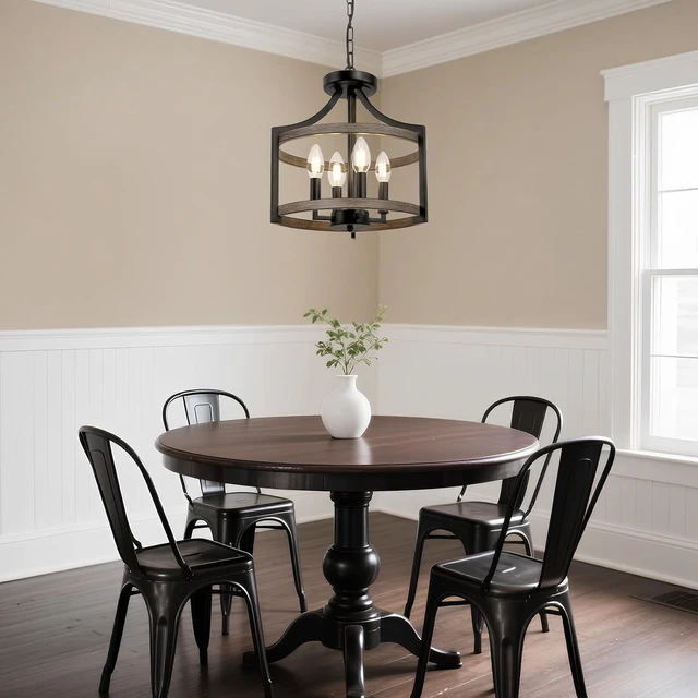 Alt view image 7 of 7 - 4-Light Farmhouse Chandelier, Metal Semi Flush Mount Ceiling Light