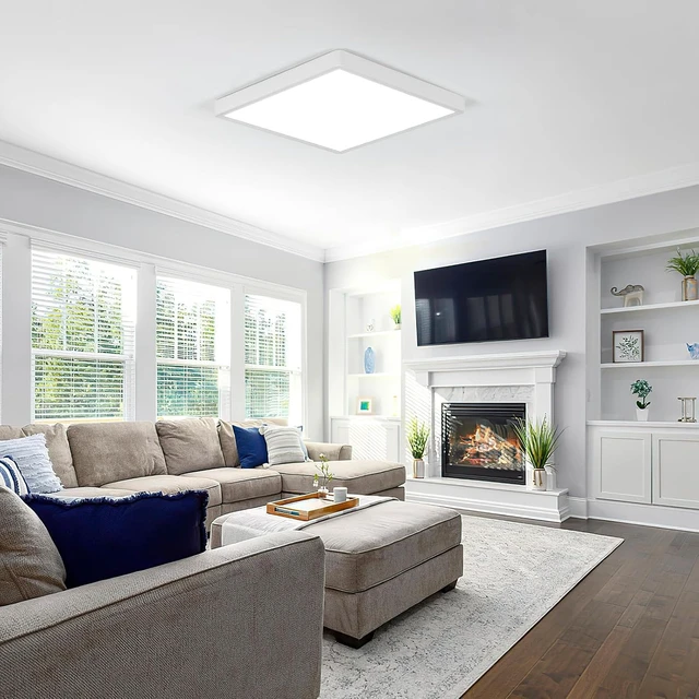 Alt view image 4 of 7 - Goeco 12 Inch Square Flush Mount LED Ceiling Light, 24W 6500K Daylight Cool White, Super Bright Surface Mount Ceiling Light Fixture for Bedroom, Living Room, Kitchen, Bathroom, Laundry Room, Closet