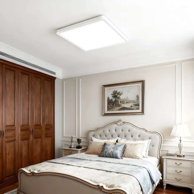 Alt view image 3 of 7 - Goeco 12 Inch Square Flush Mount LED Ceiling Light, 24W 6500K Daylight Cool White, Super Bright Surface Mount Ceiling Light Fixture for Bedroom, Living Room, Kitchen, Bathroom, Laundry Room, Closet