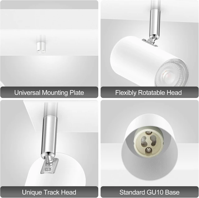Alt view image 5 of 7 - Plug in Track Lighting, 3 Light Ceiling Lighting Kit, White 3 Way Modern Wall Spotlight, 15 FT Cord,Flexibly Rotatable Complete Light Kits for Kitchen Cabinet Gallery Bar Living RoomNo Bulb