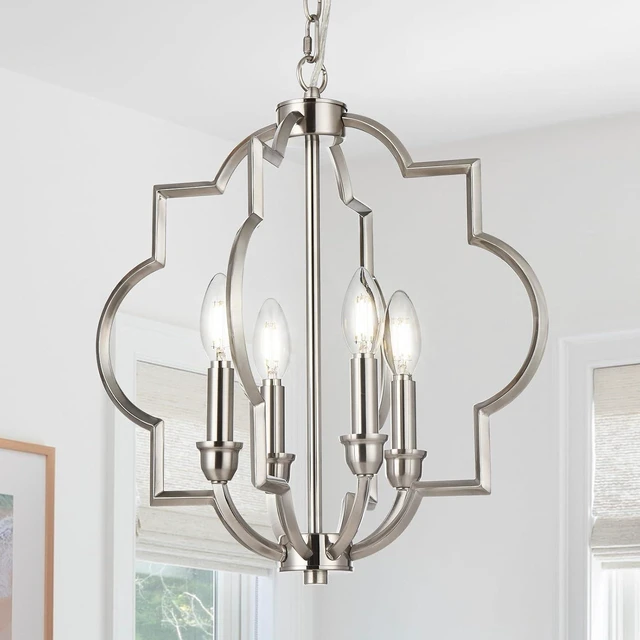 Main image of Brushed Nickel Geometric Pendant Light, 4-Light, 15.6 Inch Diameter
