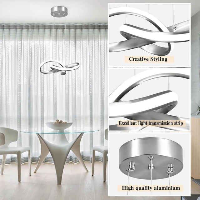 Alt view image 5 of 7 - Modern LED Pendant Light Fixture Contemporary Round Ring Chandelier Nickel with 4500K and 59in Height Adjustable Hanging Lamp for Kitchen Island Hallway Foyer Closet Corridor