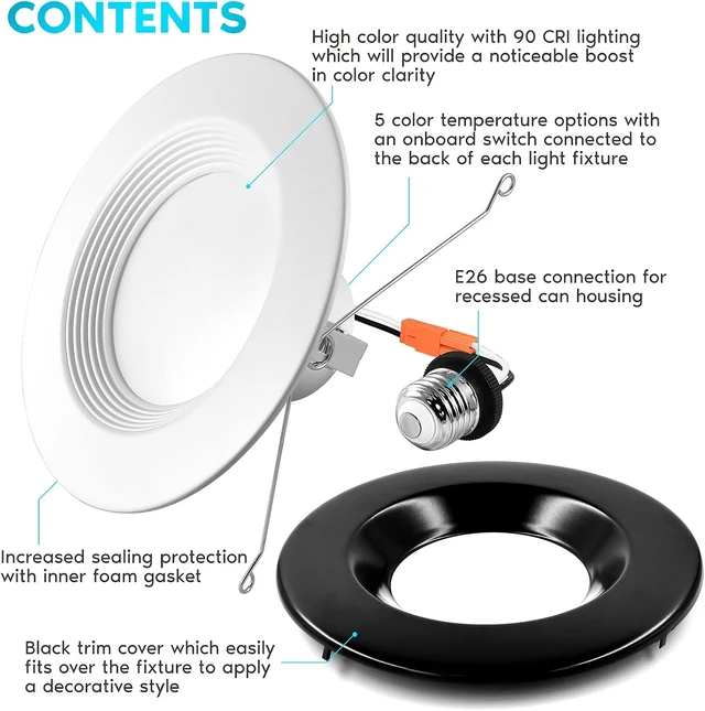 Alt view image 3 of 7 - LUXRITE 5/6 Inch LED Recessed Retrofit Downlight, 14W=90W, 1100LM (1 Pack)