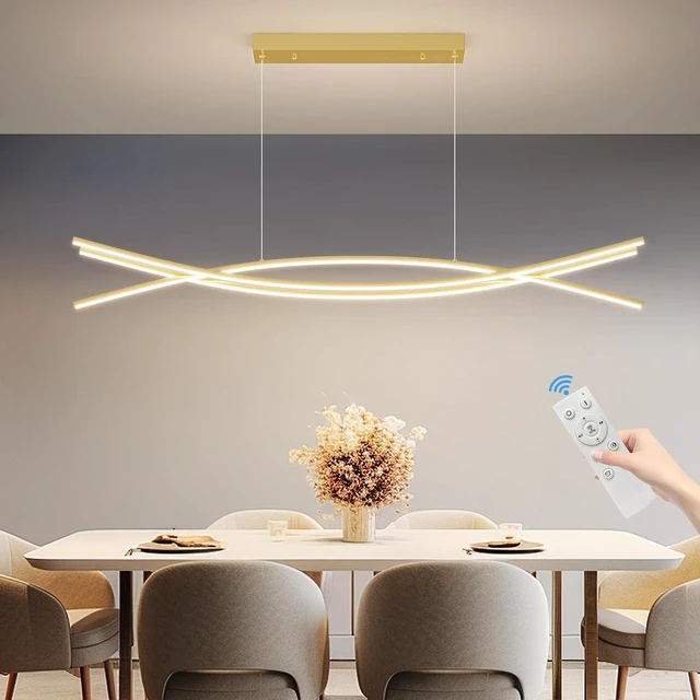 Main image of Modern Ceiling Chandelier Light, 39IN Gold Pendant Light Fixtures with Remote Control 3000k-6500K Adjustable Color Temperature, Aluminum Island Lighting Lamp for Dining Room, Living Room, Island