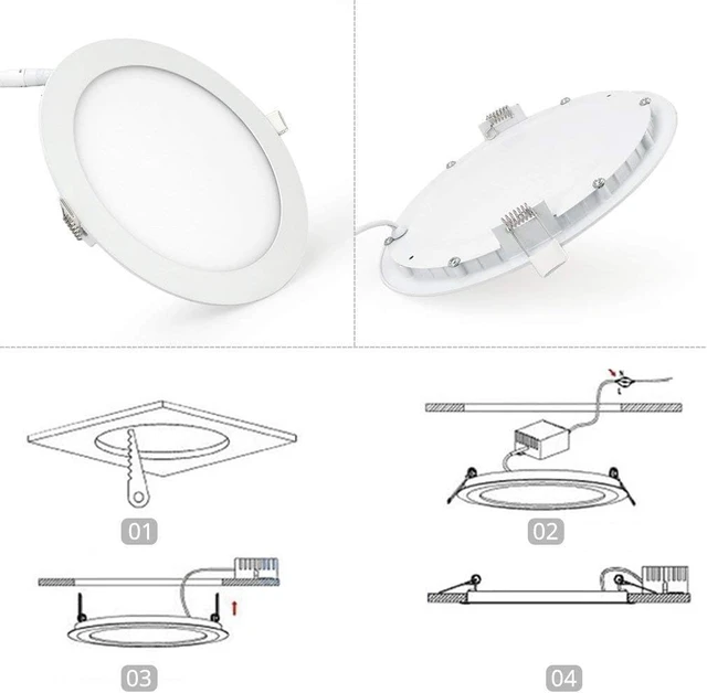 Alt view image 2 of 5 - 7 Inch 18W LED Recessed Ceiling Light 6000K Daylight White 4 Pack