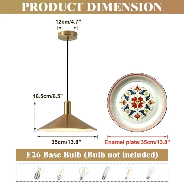 Alt view image 2 of 7 - KCO 13.8 Large Farmhouse Brass Gold Dome Pendant Lights Kitchen Island