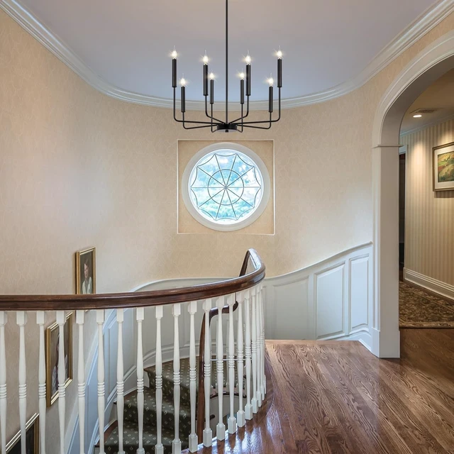 Alt view image 2 of 7 - Qamra Modern Farmhouse Black Chandelier for Dining Room, 8-Light