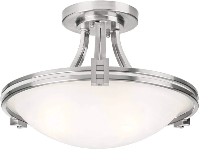 Main image of Deco 16" Wide Brushed Nickel 2-Light Semi-Flush Mount Ceiling Fixture