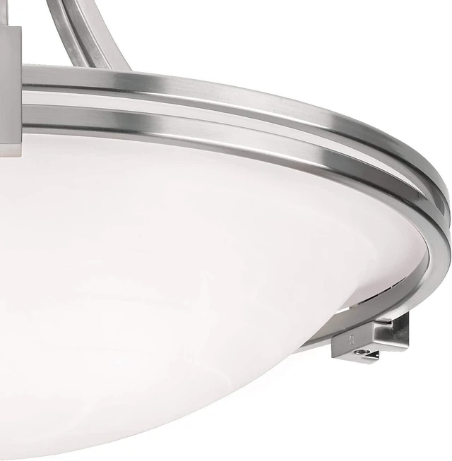 Alt view image 3 of 7 - Deco 16" Wide Brushed Nickel 2-Light Semi-Flush Mount Ceiling Fixture