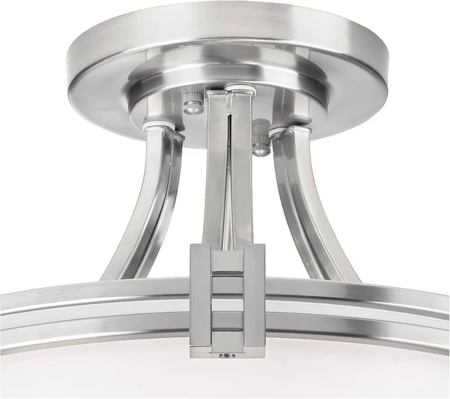 Alt view image 7 of 7 - Deco 16" Wide Brushed Nickel 2-Light Semi-Flush Mount Ceiling Fixture
