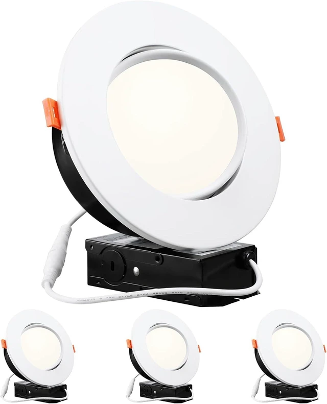 Main image of TORCHSTAR 4-Pack 6 Inch Gimbal LED Recessed Lighting with J-Box, 4000K