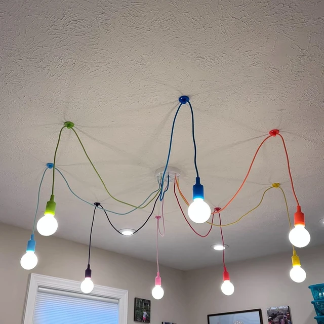 Alt view image 5 of 7 - 8 Arms Colorful Spider Chandelier Kids Ceiling Light Fixtures