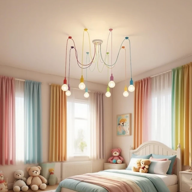Alt view image 6 of 7 - 8 Arms Colorful Spider Chandelier Kids Ceiling Light Fixtures