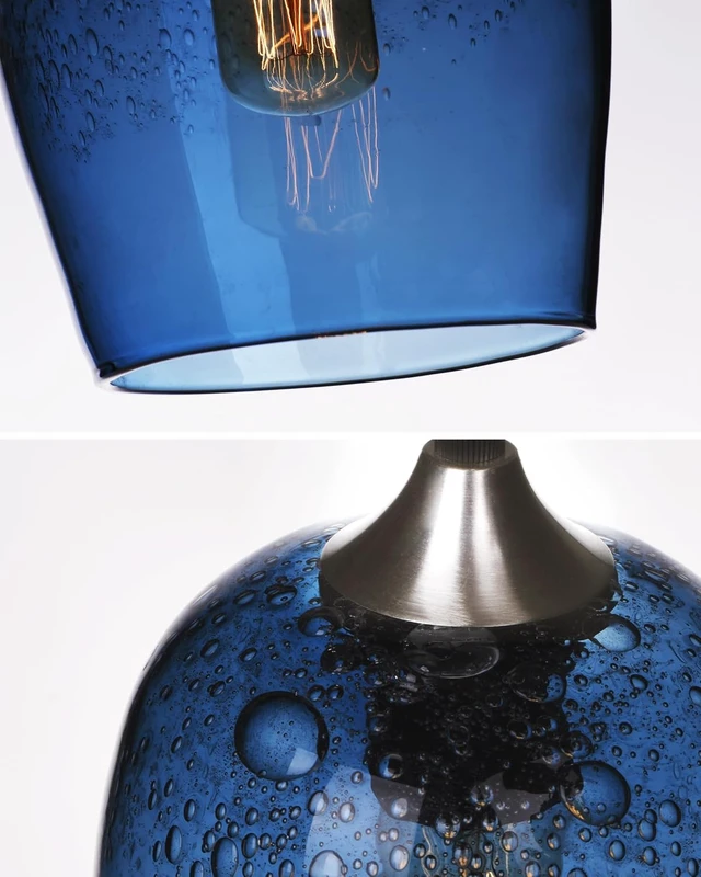 Alt view image 5 of 7 - Blue Pendant Lights 3-Lights Glass Chandelier 7 Inch