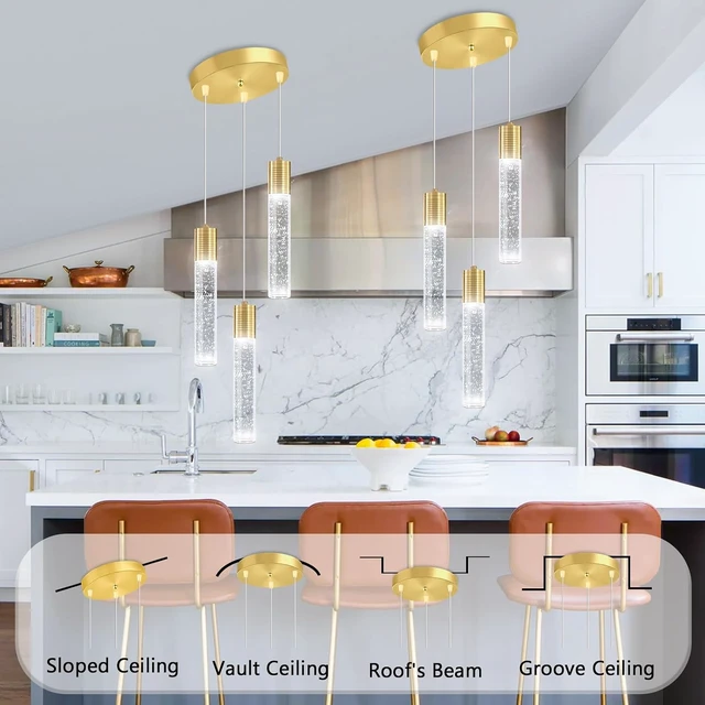 Alt view image 3 of 7 - 3-Lights Pendant Lights Modern LED Kitchen Island Light Bubble Pendant Light Pendant Lighting for Kitchen Island Dining Room Ceiling Hanging Lights Bedroom Mini Pendent Spot Lights