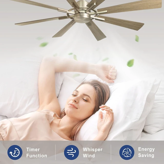 Alt view image 5 of 7 - Depuley Ceiling Fan Without Light: 72 Inch Big Indoor Outdoor Fan with Remote Control - Large Farmhouse Wood Ceiling Fan no Light 8 Blade Reversible Quiet DC Motor Memory Function Timer