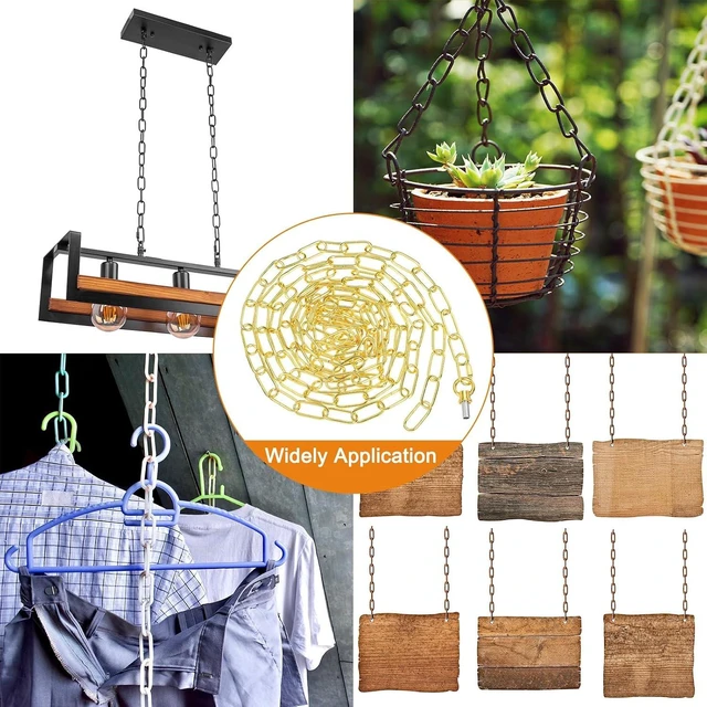 Alt view image 7 of 7 - PATIKIL 15 Feet Lighting Chain for Hanging Lamp, Chandelier Chain Light Fixture Chain Load Capacity 65 lbs for Pendant Light, Ceiling Fan, Bright Gold