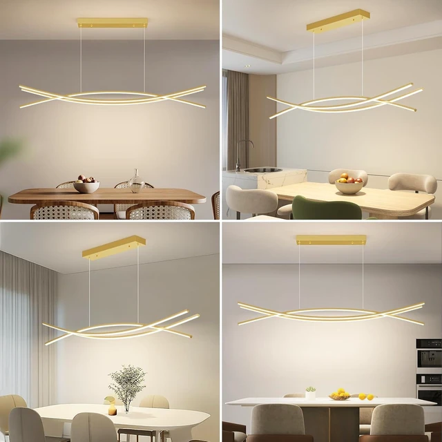 Alt view image 5 of 7 - Modern Ceiling Chandelier Light, 39IN Gold Pendant Light Fixtures with Remote Control 3000k-6500K Adjustable Color Temperature, Aluminum Island Lighting Lamp for Dining Room, Living Room, Island