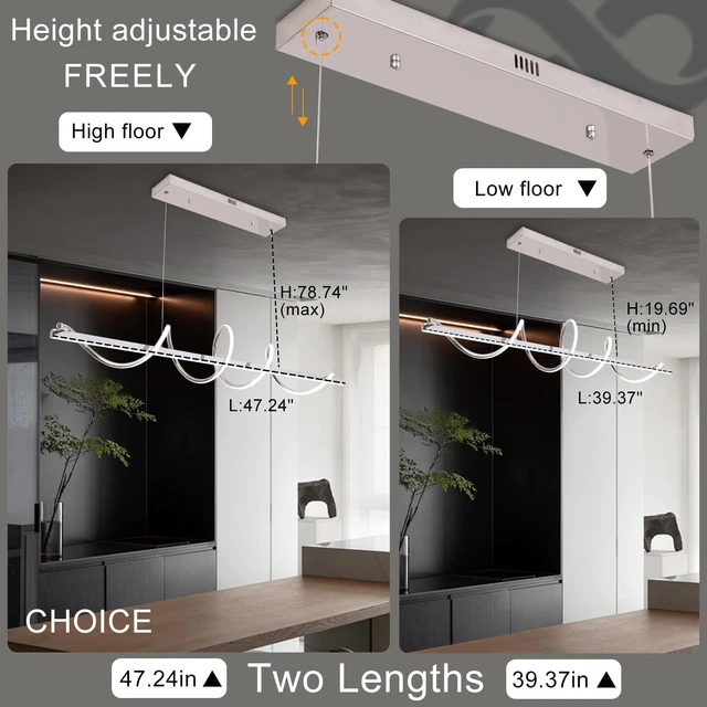 Alt view image 5 of 7 - 47.24in Snake-Shaped Twist Dimmable Modern LED Pendant Chandelier