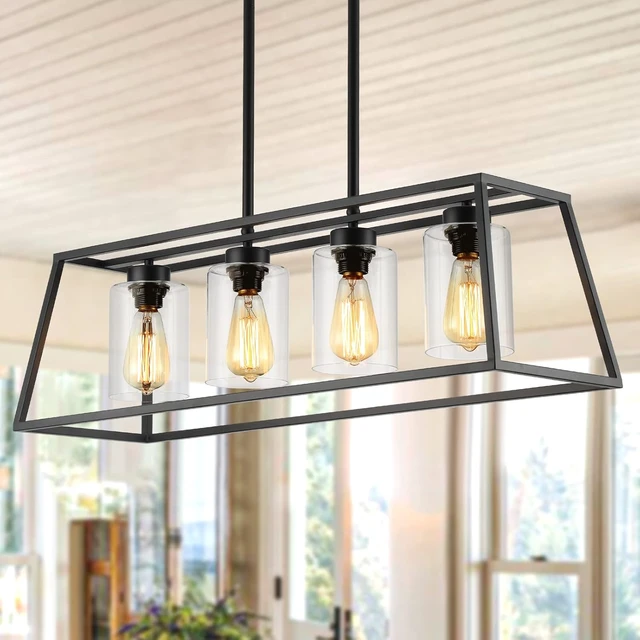 Alt view image 2 of 7 - 4-Light Black Farmhouse Chandelier for Dining Room Light Fixture