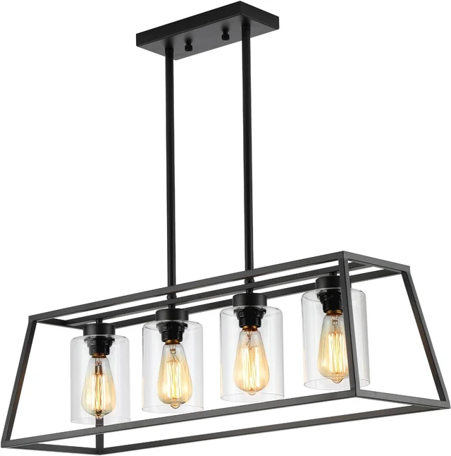 Main image of 4-Light Black Farmhouse Chandelier for Dining Room Light Fixture