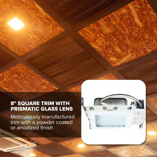 Alt view image 2 of 6 - ELCO Lighting 8" Square Recessed Trim Prismatic Glass White E26