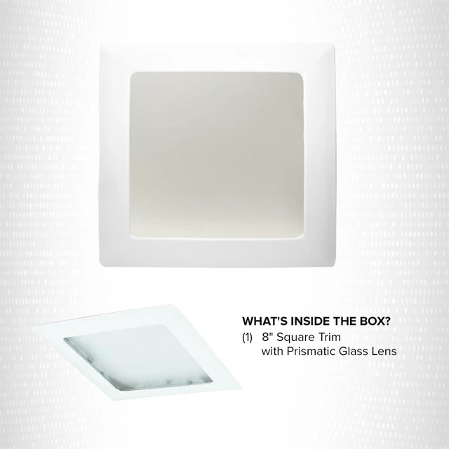Alt view image 5 of 6 - ELCO Lighting 8" Square Recessed Trim Prismatic Glass White E26
