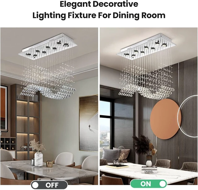 Alt view image 4 of 7 - Siljoy 31.5'' Modern Wave Raindrop Crystal Ceiling Light for Dining Room
