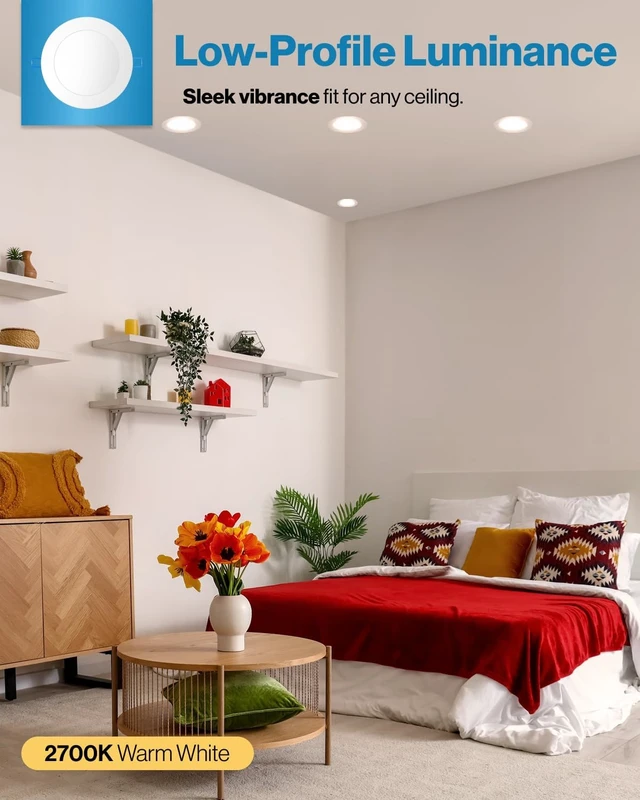 Alt view image 2 of 6 - Sunco 4 Pack 6 Inch Canless LED Ultra-Slim Recessed Light, 14W-100W